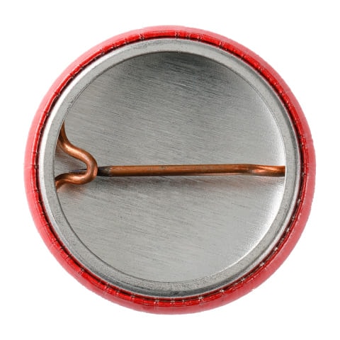 円形25mm缶バッジのフックピンの写真